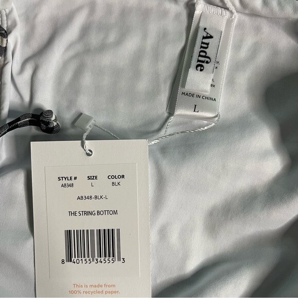 Andie Swim Black Gingham Size L String Bikini Bottom Beach Retro Pin Up Plaid - Picture 5 of 7